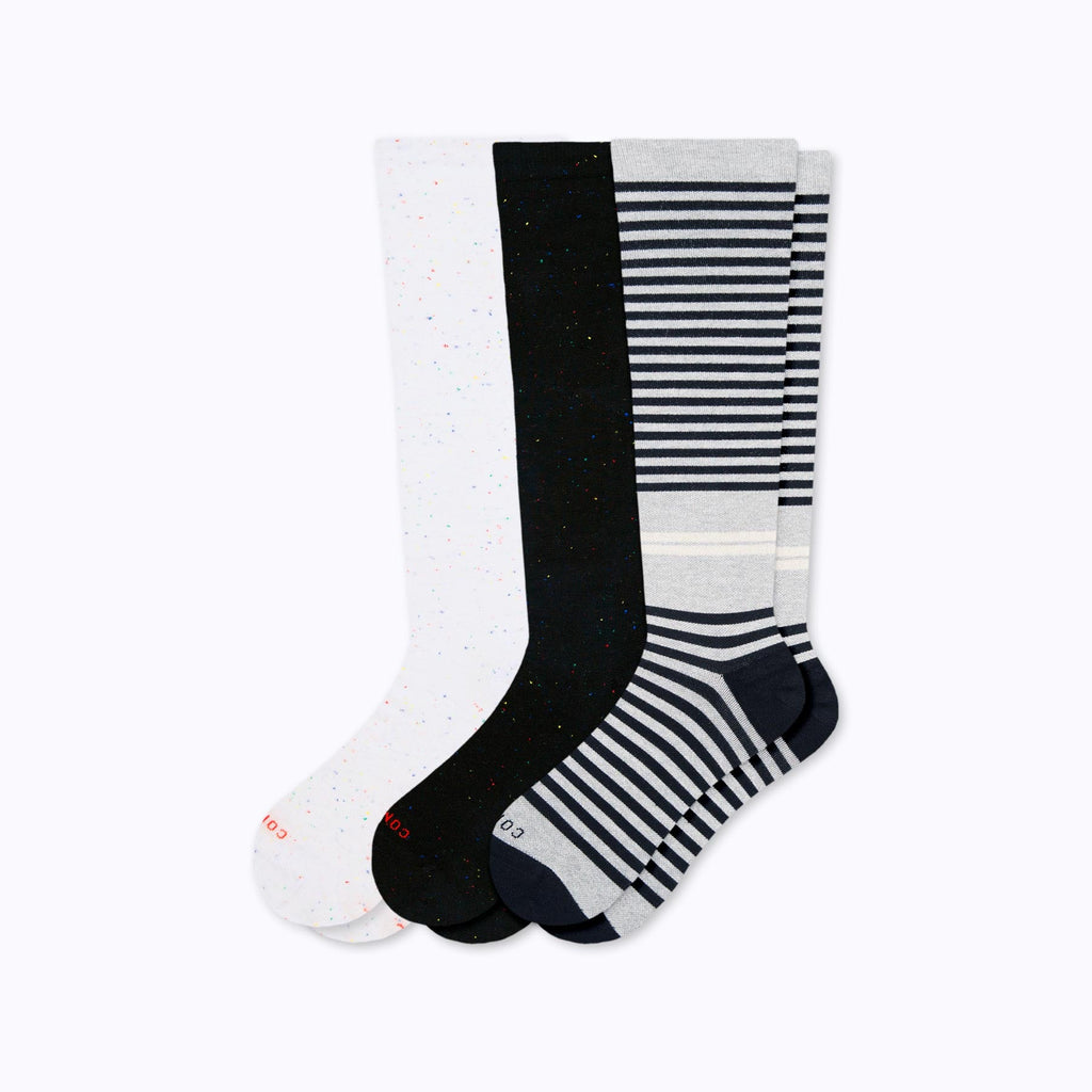 Knee-High Compression Socks - 3 Pack Mix (20-30 mmHg)