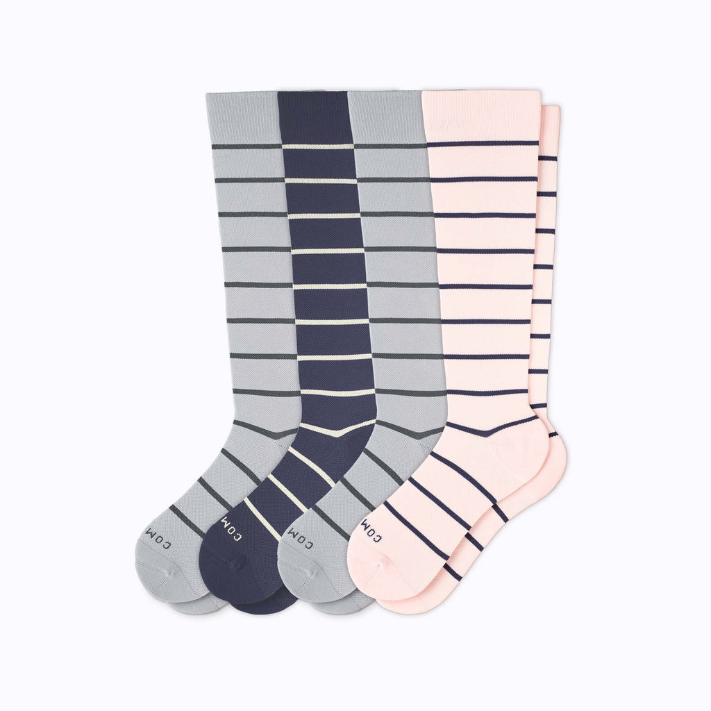 Knee-High Compression Socks - 4 Pack Stripes