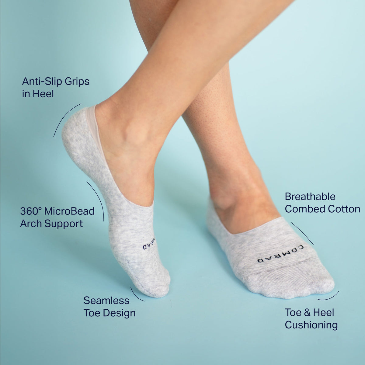Combed Cotton No Show Socks - 9 Pack