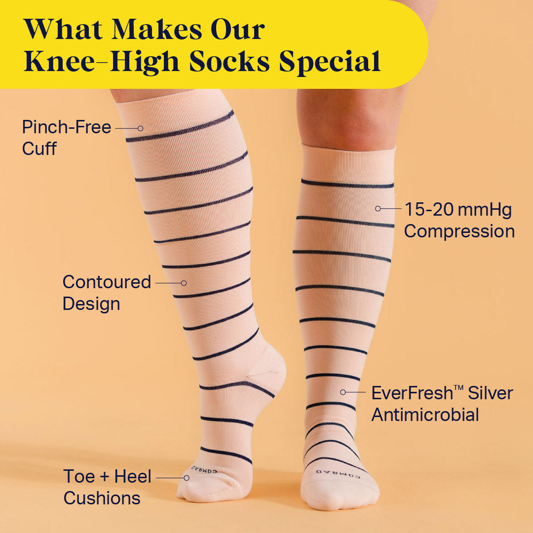 Knee-High Compression Socks - 3 Pack Stripes