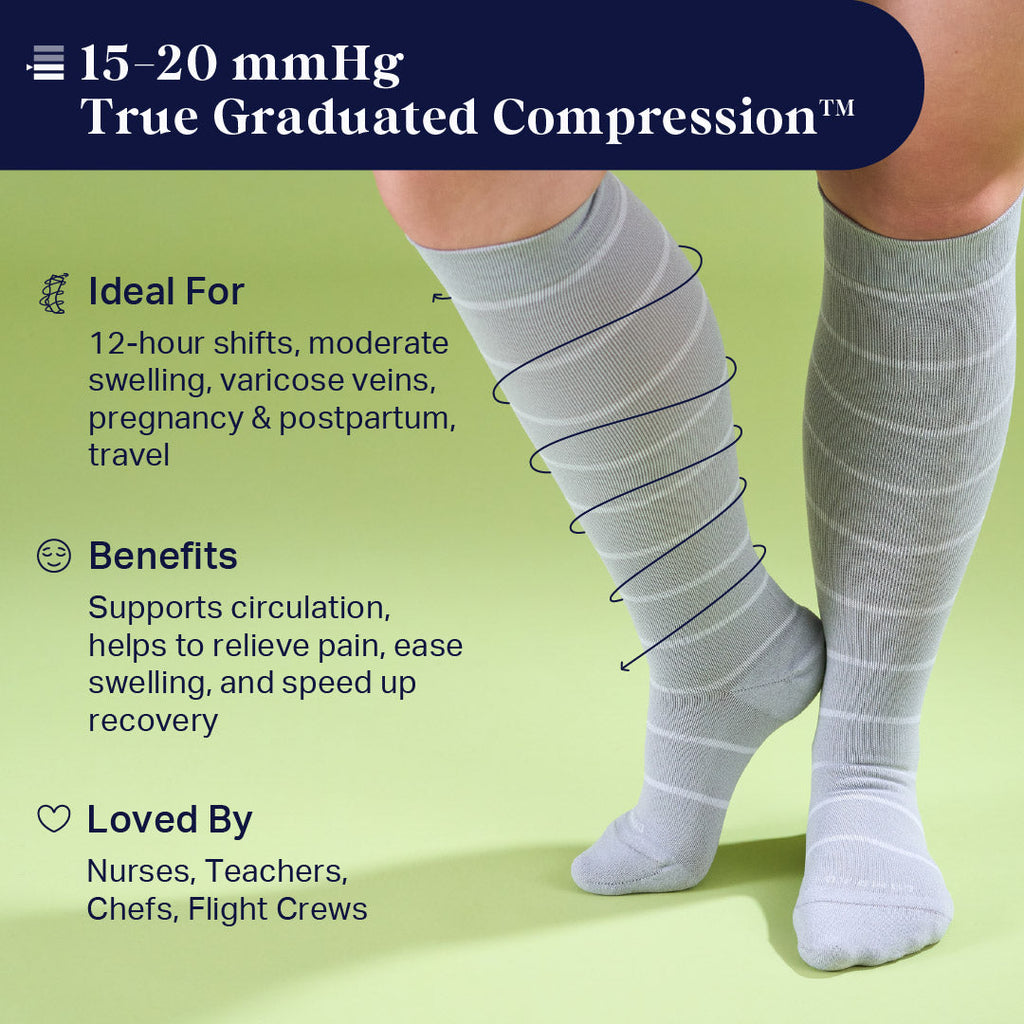 Knee-High Compression Socks - 4 Pack Stripes