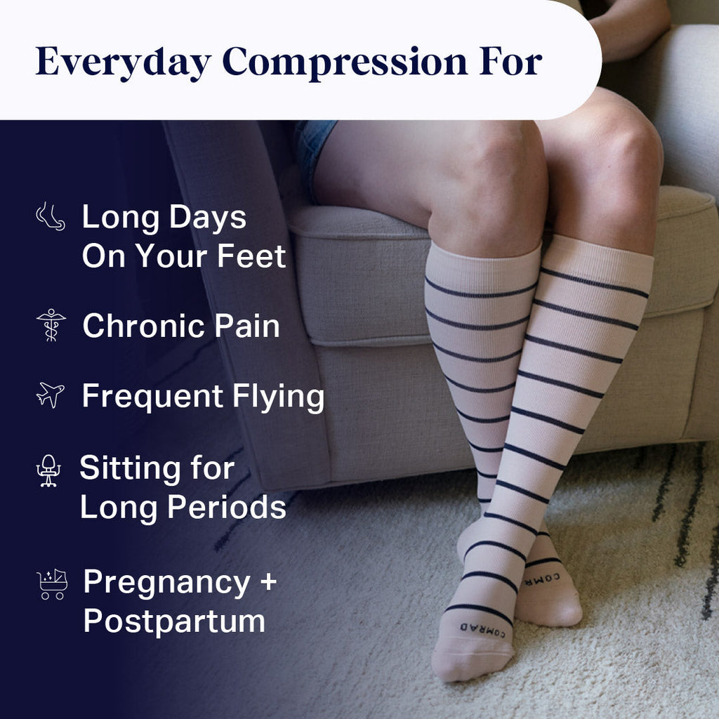 Knee-High Compression Socks - 4 Pack Stripes