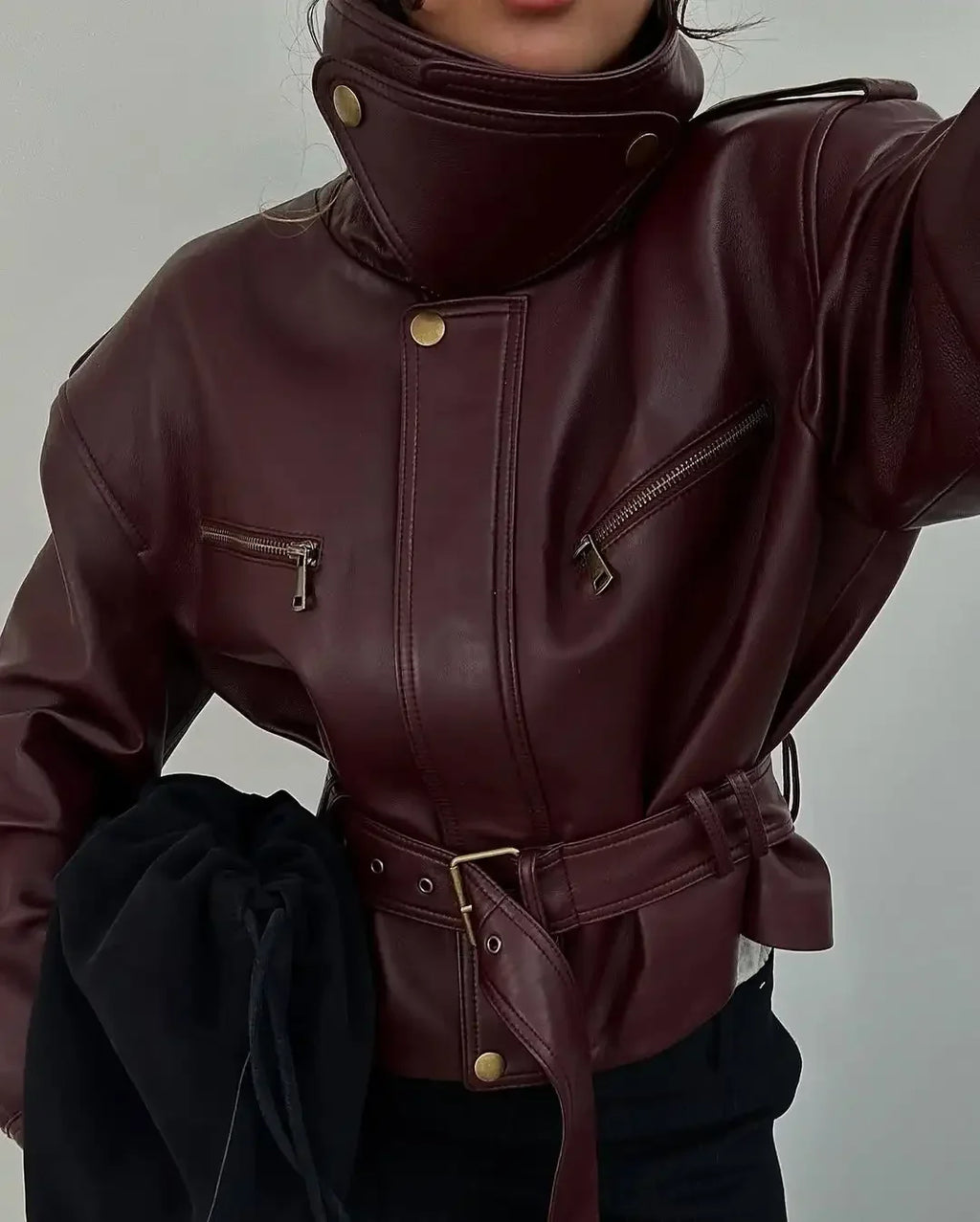 Women's Solid Burgundy Jacket