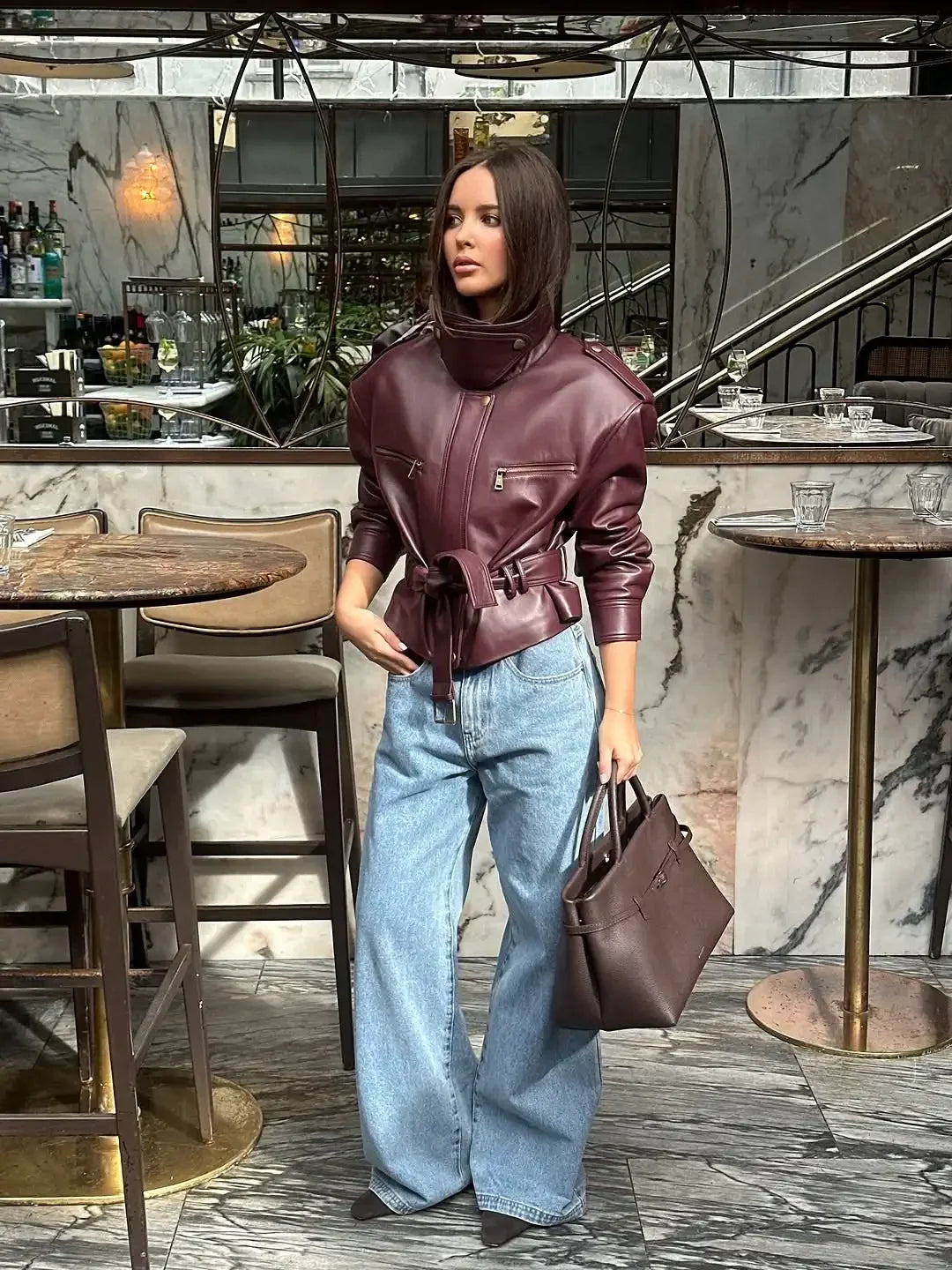 Women's Solid Burgundy Jacket