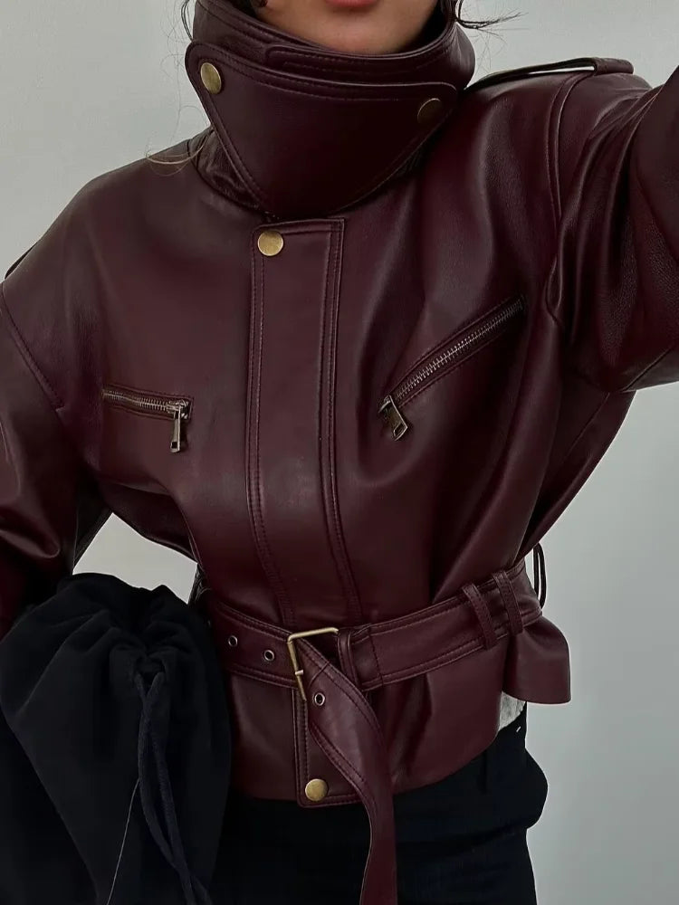 Women's Solid Burgundy Jacket