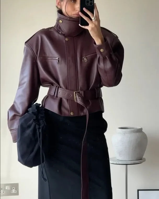 Women's Solid Burgundy Jacket